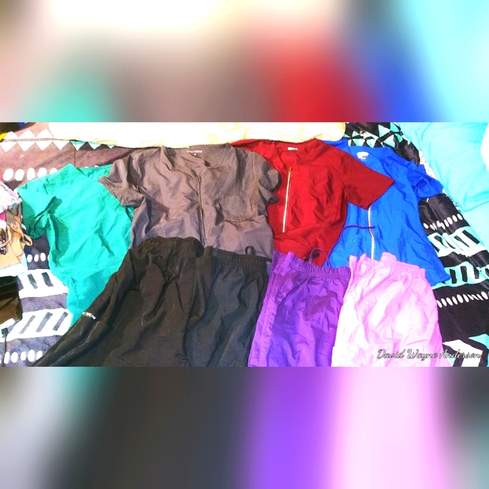 Lot Of 8 Scrubs 4 Pants 4 Tops All Solid Colors All Size Small All For One Price